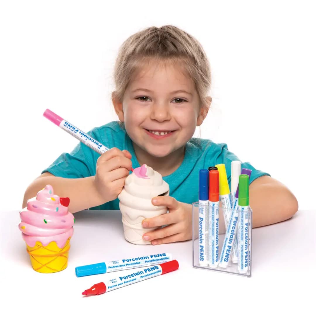 Baker Ross AW558 Keramik-Spardosen „Eiscreme“ (2 Stück) – süße Spardosen für Kinder (Packung mit 5)