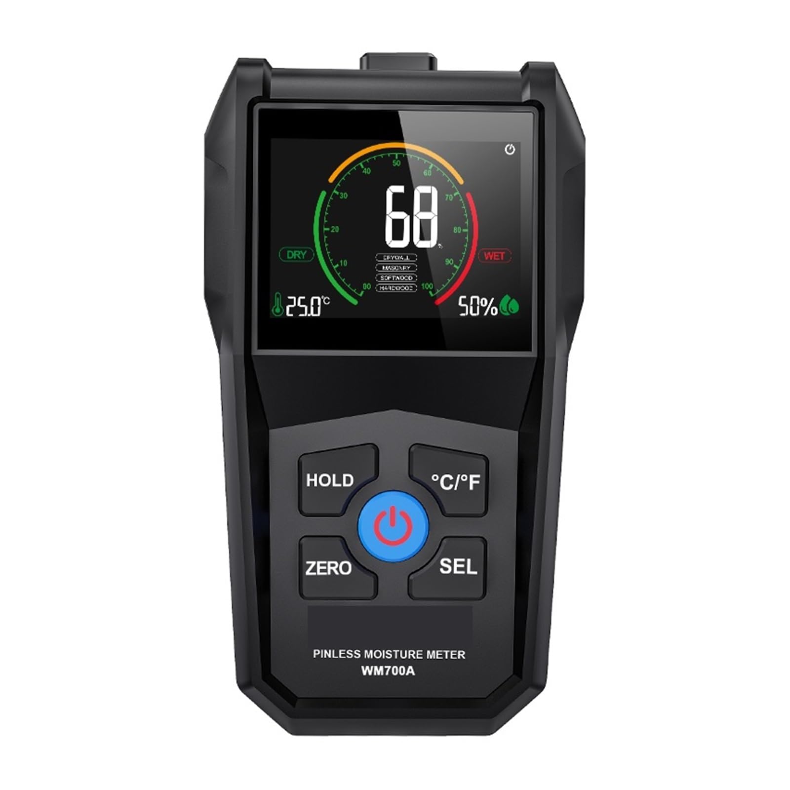 Mnmioio One Color Digital Moisture Tester, Inductive Timber Moisture Meter Drywall Masonry Softwood Hardwood Water Content Detect Non-Contact Wood Detector