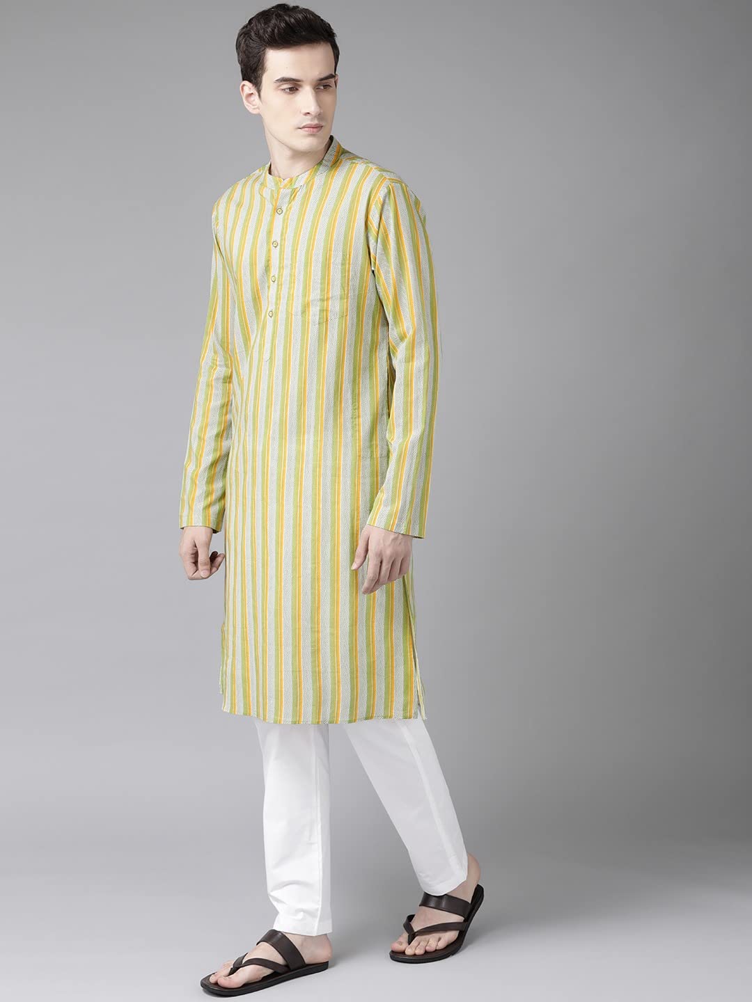 See Designs Cotton Regular Mens Kurta (15211094_Yellow_S)