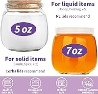 Vista 4 de Syntic 40 Pack Small Glass Jars with Cork Lids, 7oz Empty Mason Jars for Making Candles, Yogurt Container with PE Lids for Wedding Favors, Baby