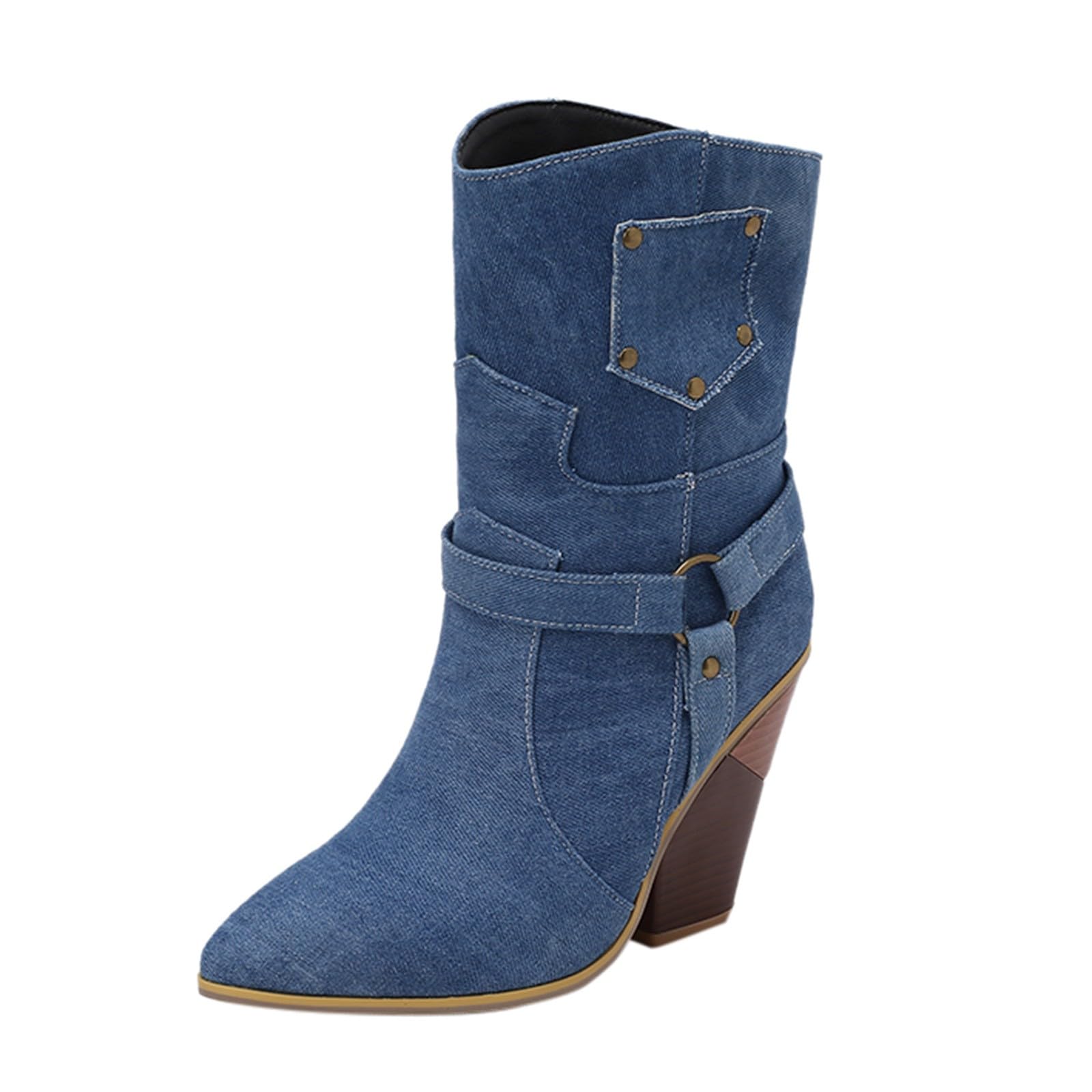 Stivali Fashion Stivali Stivaletti da Donna Traforati con Cerniera Stivali Donna Tacco Alto E Plateau Stivali Wellington in Gomma Anti-Slip Caviglia Stivaletto Donna con