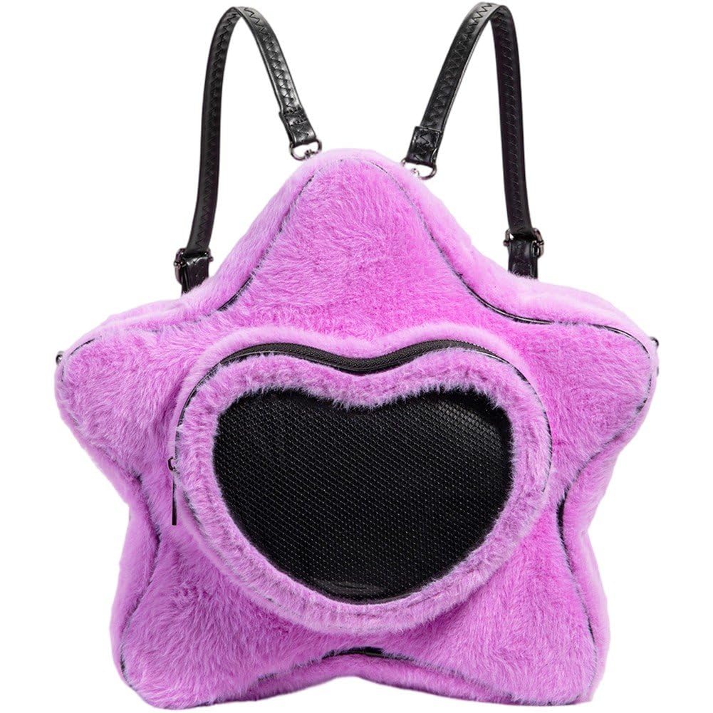 Casiler Star Shaped Plush Backpack Ita Bag, Crossbody Bag Handbag Backpack for Women Daily Pin Display Decor