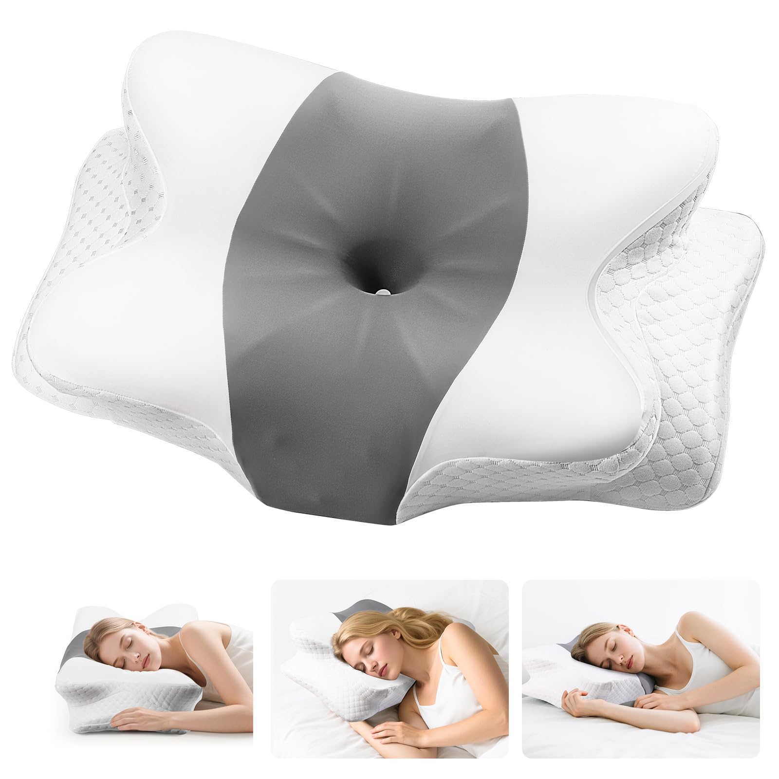 Neck Pillow - Memory Foam Pillow for Side Back Stomach Sleepers with Ergonomic Support Cervical Neck Pillow for