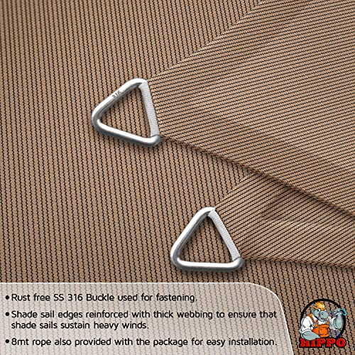 Image of HIPPO Triangle Shade Sail Affordable & Premium 150 GSM Sun Shade UV Block for Outdoor Car Parking Garden (Beige, 10FTX10FTX10FT)
