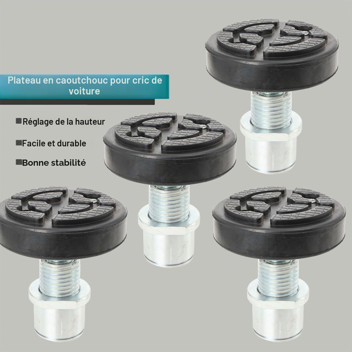 4pcs Pad Blocs pour Pont Elevateur, Coussinets de Cric en Caoutchouc, Bloc de Cric en Caoutchouc avec Filetage pour Lève-Voiture et Plate-Forme de Levage