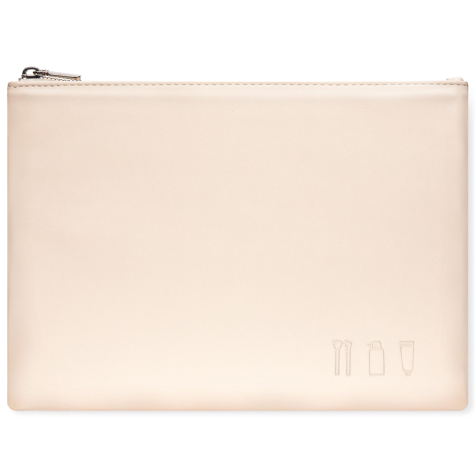Bueuo Travel Makeup Bag, cosmetic travel bag Large Capacity Leather Cosmetic Bags for Women,Waterproof Portable Pouch Bag Make up Organizer (beige)