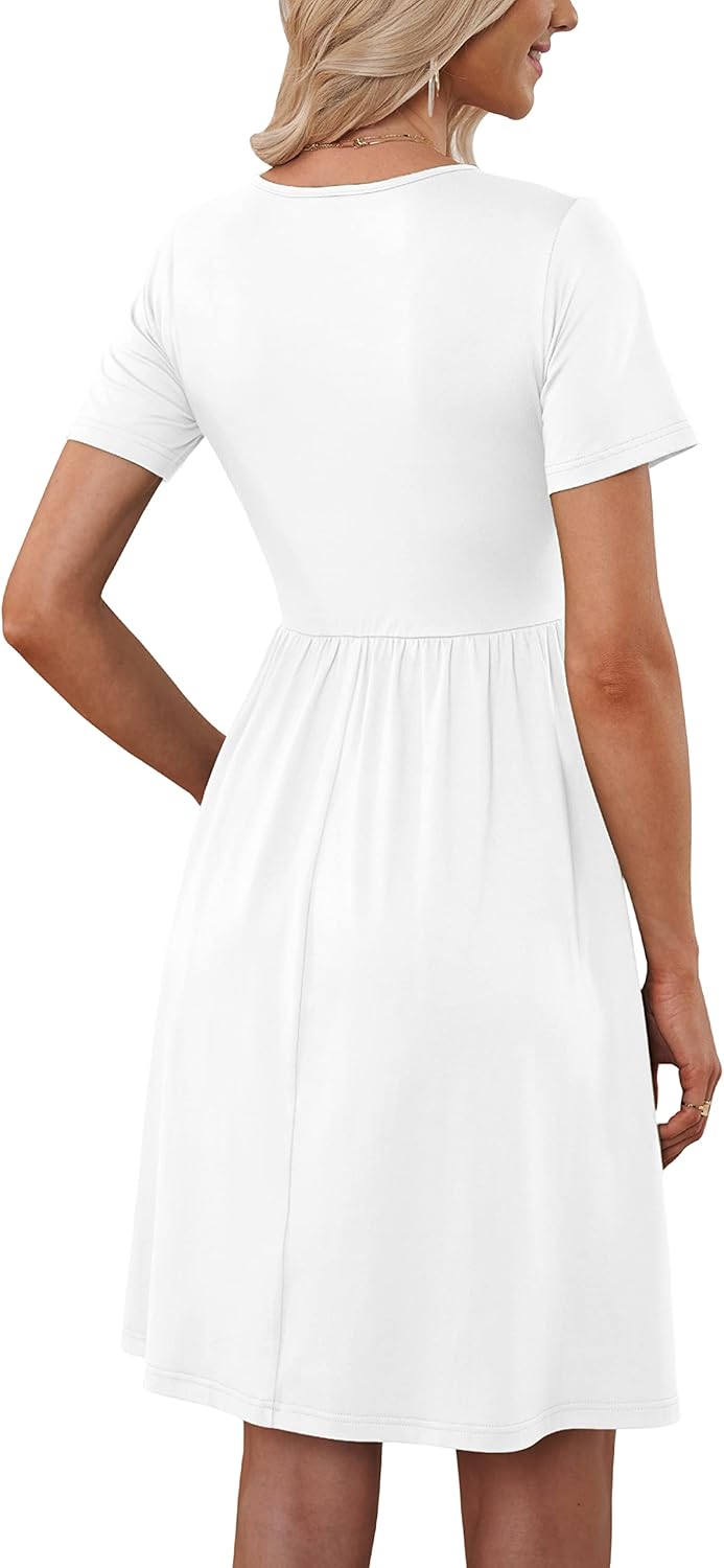 MOLERANI Women Summer Casual Short Sleeve V Neck Dresses Button Down Sundress Beach Vacation with Pockets Travel Outfits - Image 4