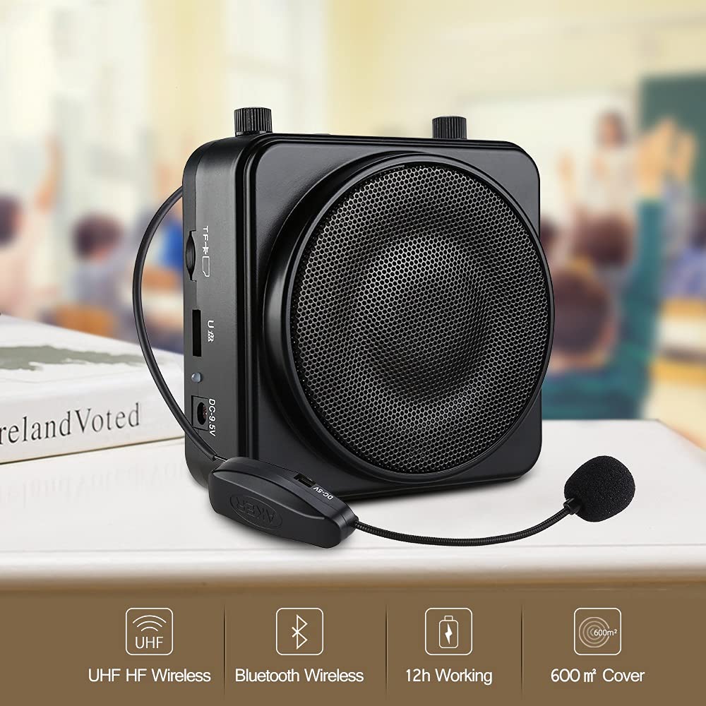 Portatile PA Amplificatore Vocale Microfono Auricolare 2200mA Amplificatore Altoparlante Voice Booster