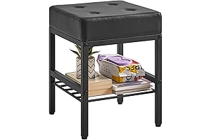 IBUYKE Square Makeup Vanity Stool - Adjustable, Ottoman