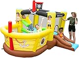 Doctor Dolphin Bounce House Inflatable Slide with Obstacles - Blower - Pirate Ship Theme - Ball Pit - Basketball Hoop, Inflatable Bouncers for Toddlers Kids Outdoor or Indoor, Wet and Dry