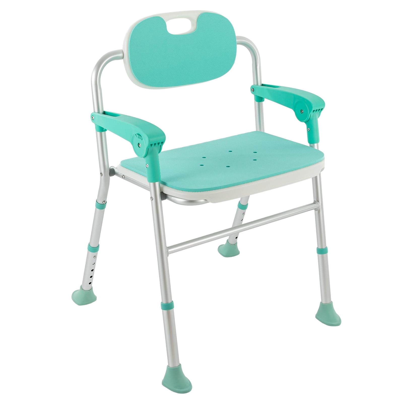 Silla de ducha con reposabrazos, asiento de ducha plegable, silla de baño plegable, silla de ducha para personas mayores, silla de ducha con reposabrazos y respaldo, pies antideslizantes, reposabrazos