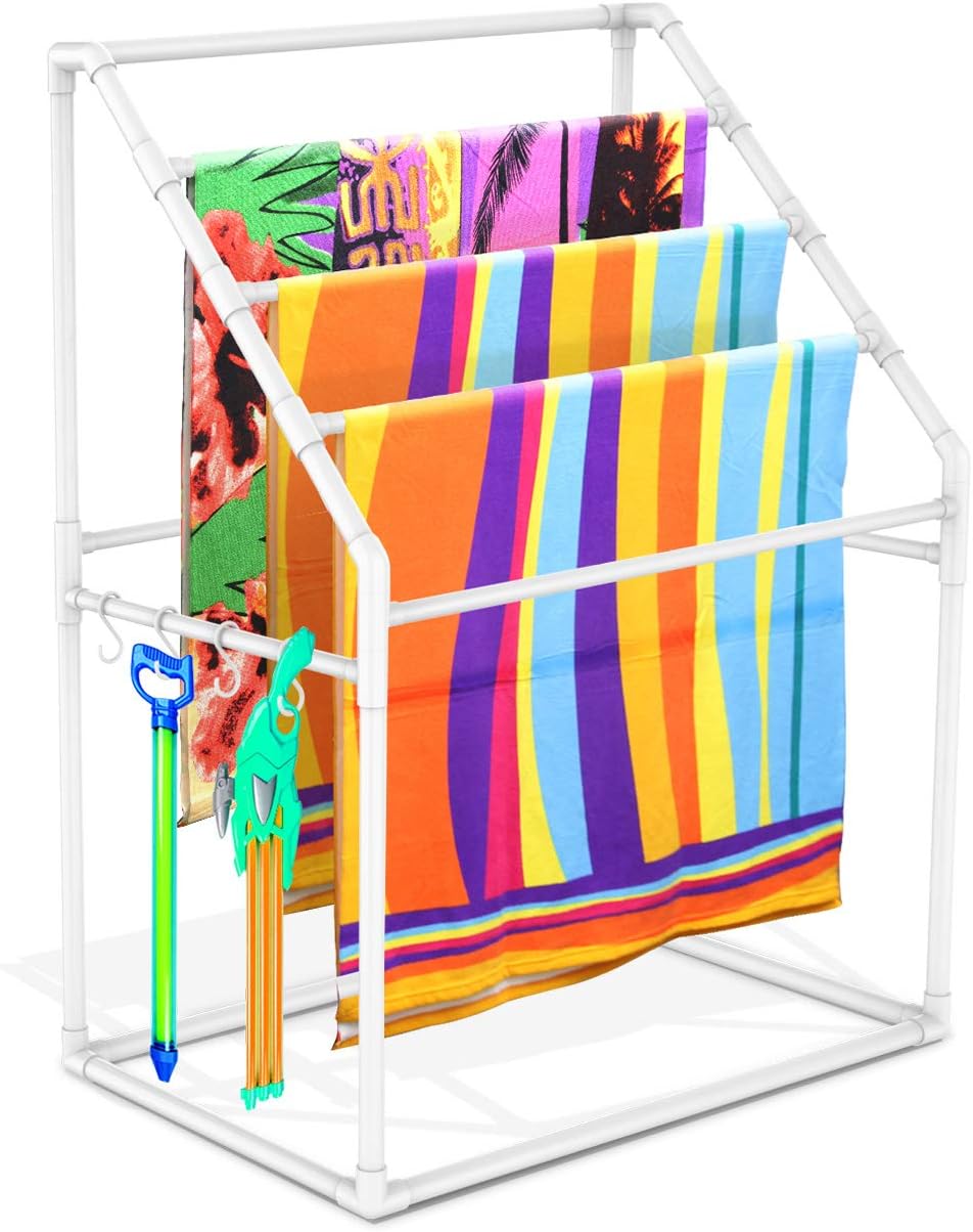 Heavy Duty Vertical Poolside Pipe Towel Rack for Pool, Lake, RV, PVC