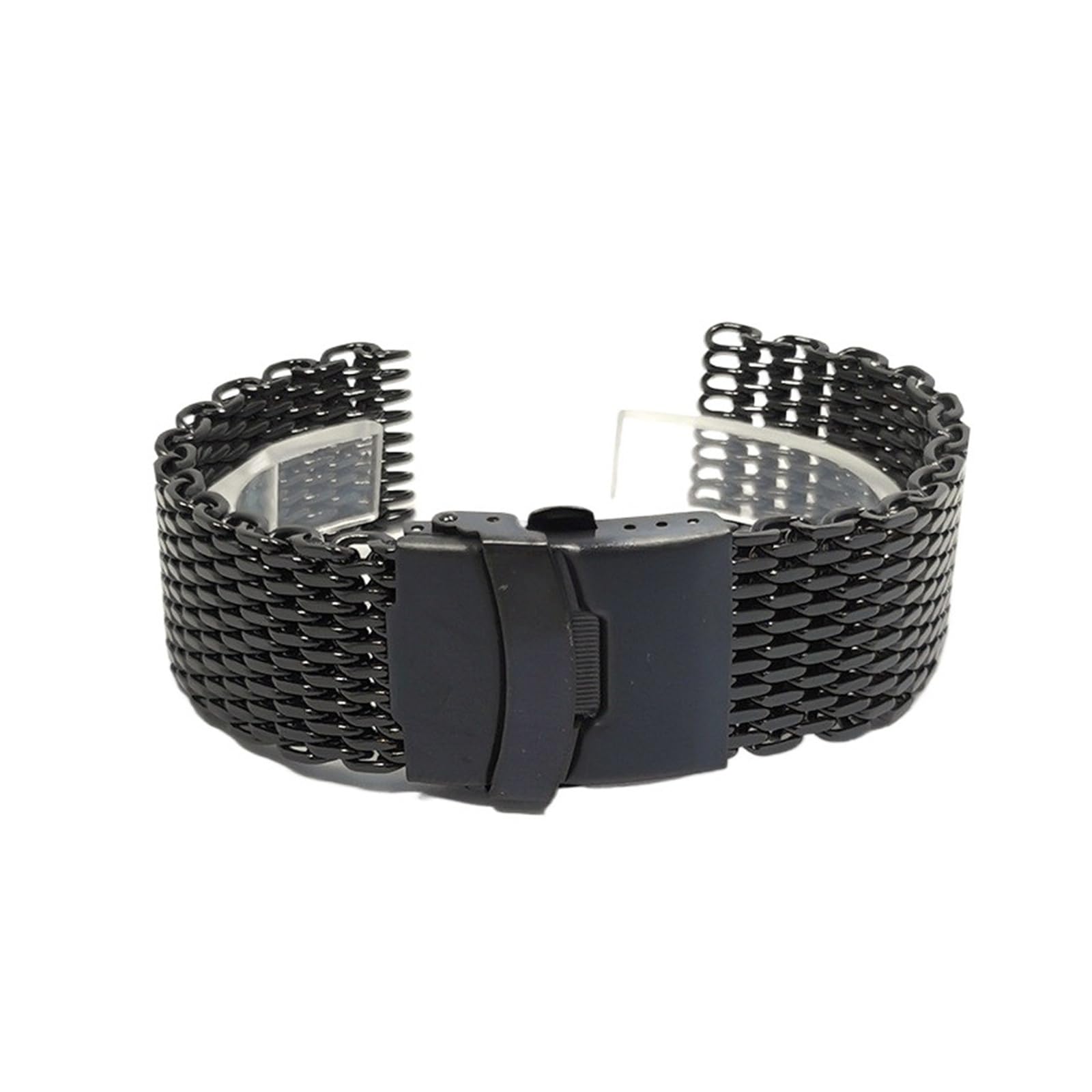 Generico Cinturino in maglia milanese in acciaio inossidabile massiccio | 18/20/22/24 mm, rete metallica solida, fibbia pieghevole, traspirante, vestibilità unisex