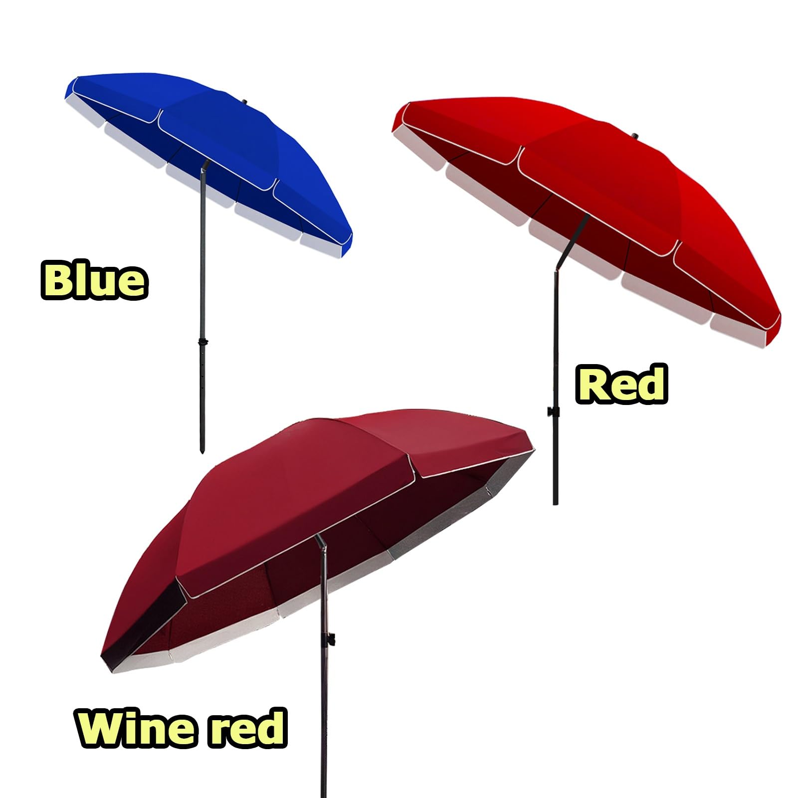 Parasol plażowy na zewnątrz, regulowany parasol słoneczny z nachyleniem, łatwy do naciśnięcia przycisk, 8 żeber regulowana wysokość, 1 sztuka, markiza