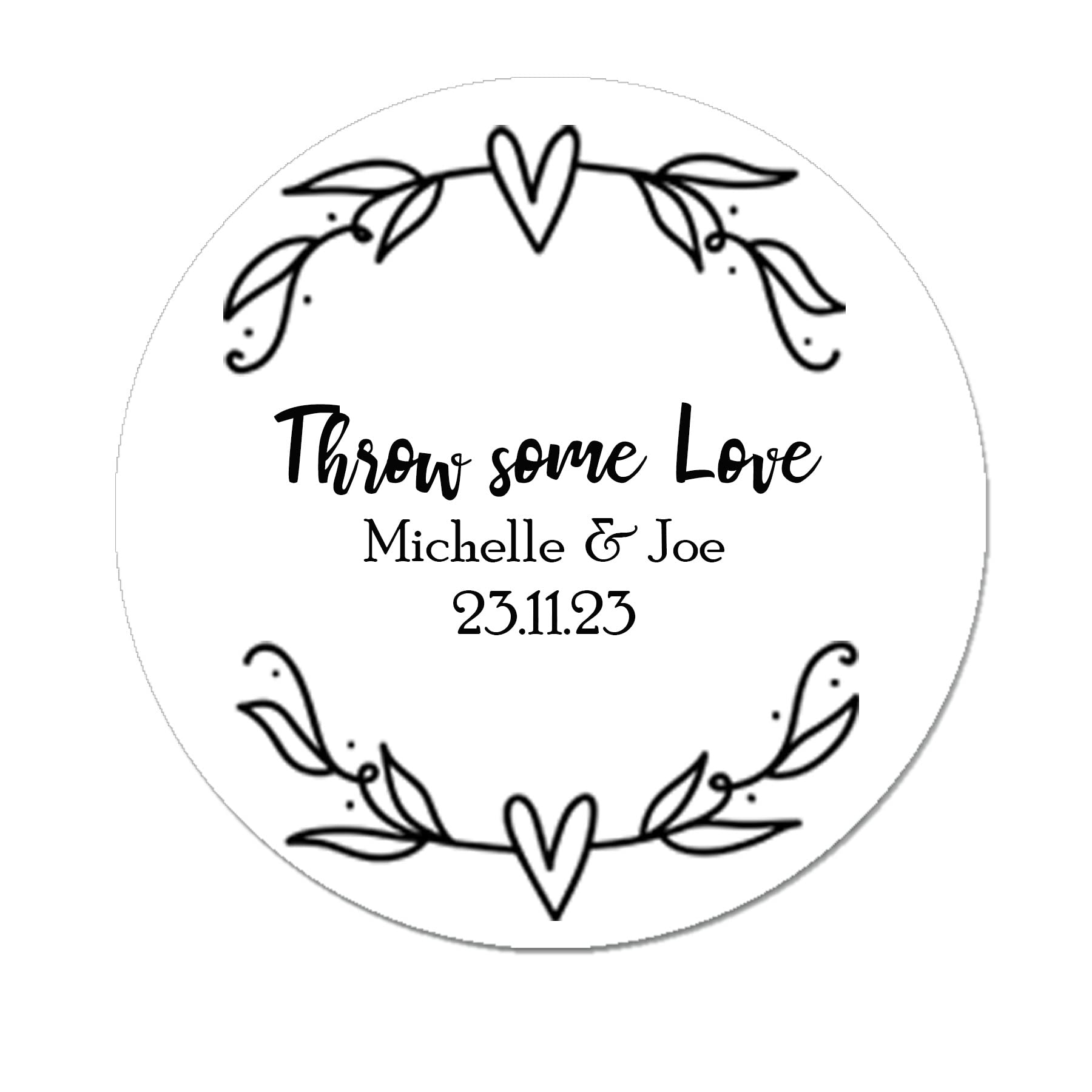 35 Personalised Confetti Wedding Stickers Sprinkle The Love, Throw me, Cone Bags Favour Luxury - Kraft White (White)