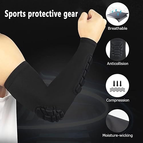 Miniatura 4 de Paquete de 4 mangas de baloncesto para brazos, de compresión a prueba de golpes, acolchadas para codo, protección para jóvenes, niños y adultos