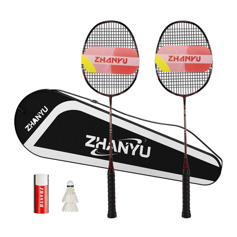 Badminton Racket Professional,Badminton Rackets Set Of 2,Both Offensive And Defensive Badminton Racket,With Light And Agile Swings,And Includes 2 Rackets,2 Shuttlecocks,And 1 Bag (011 Black)