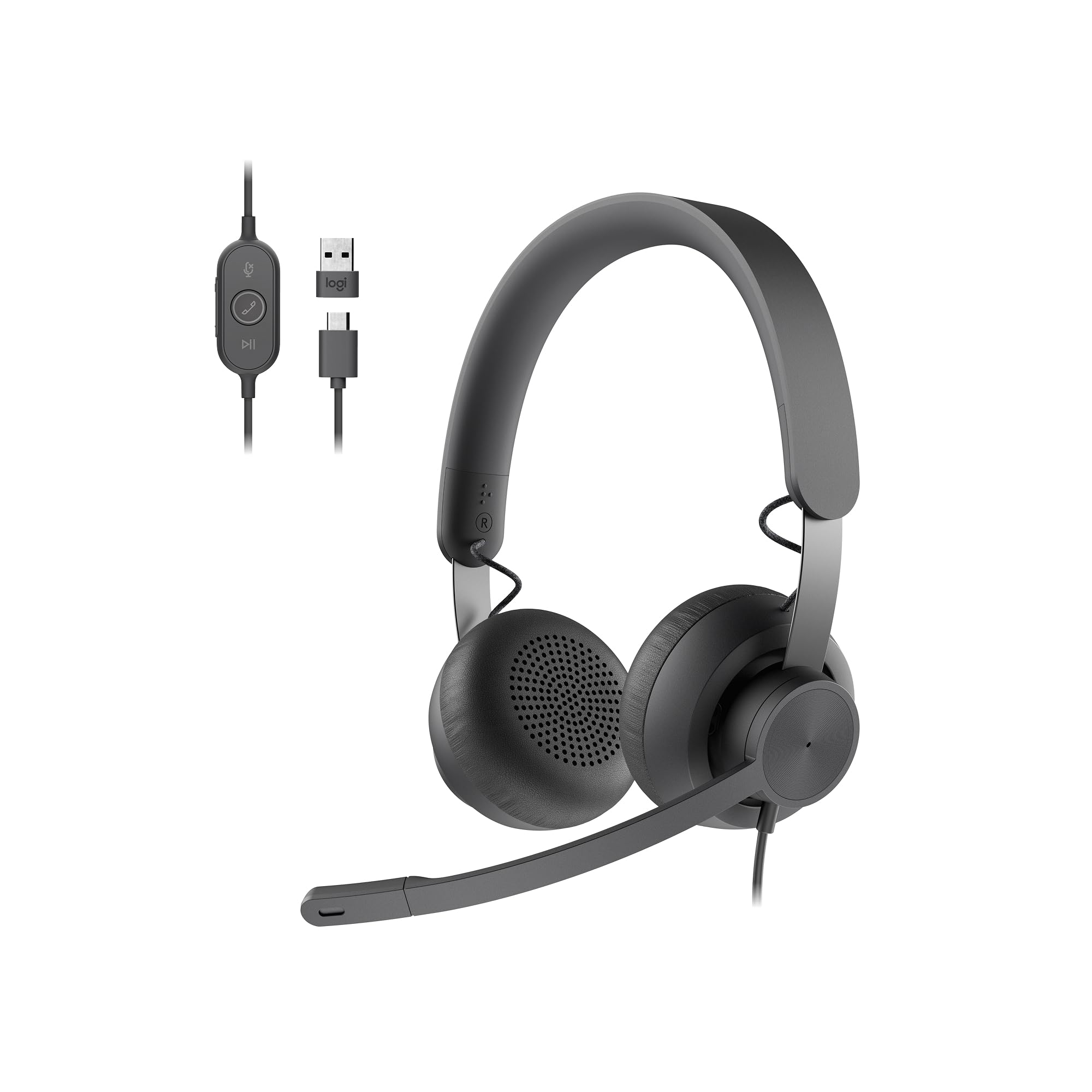 Zone 750 Wired On-Ear Headset with Advanced Noise-canceling Microphone, Simple USB-C and Included USB-A Adapter, Plug-and-Play Compatibility for All Devices