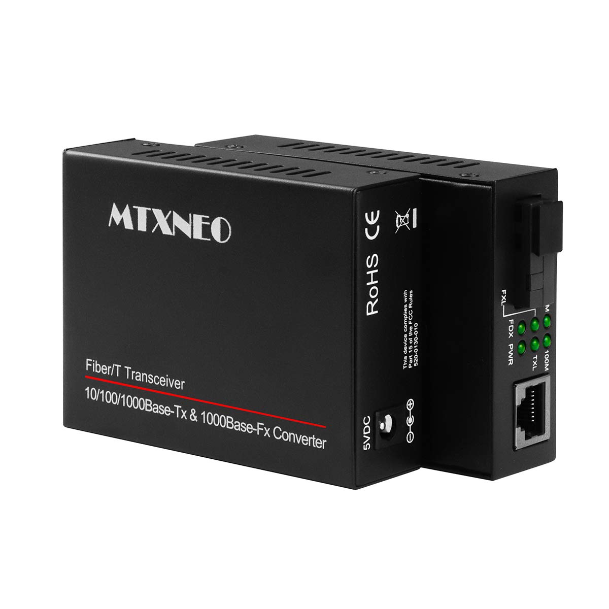 Une Paire de Convertisseur de Média à Fibre Gigabit 10/100/1000M RJ45 à 1000M Fibre Optique Simple Mode SC, Module Intégré jusqu'à 20 km (avec Adaptateur Secteur Européen)
