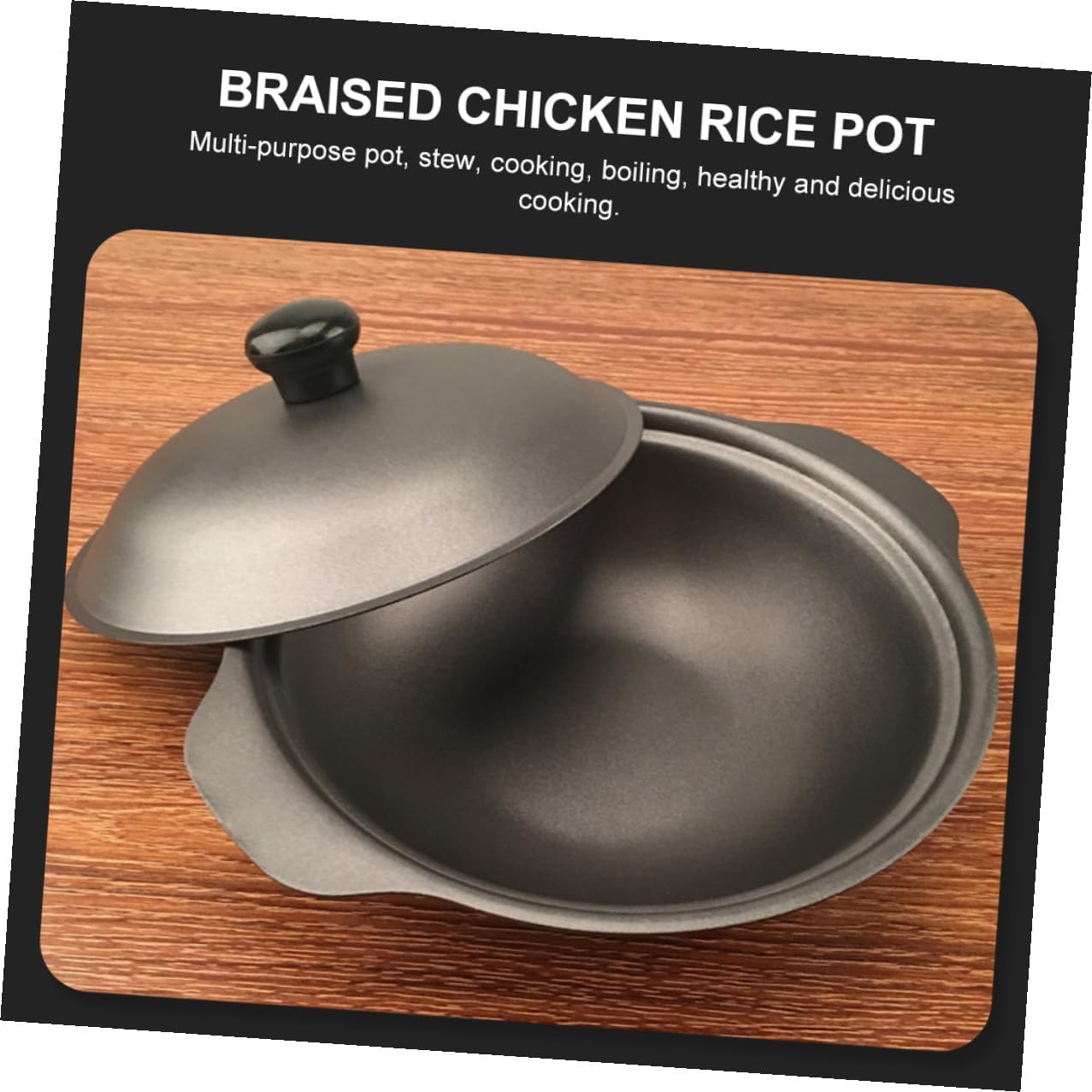 ULTECHNOVO Cast Iron Casserole with Lid for Yellow Braised Chicken Rice Heat-resistant Iron Pot with Vent Energy-saving Clay Pot Rice Cooker for Even Heat Distribution and Use