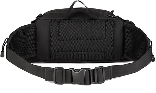 Miniatura 2 de UNISTRENGH Riñonera táctica con 2 bolsillos para botella de agua, riñoneras militares, impermeable, para caza, senderismo, correr, Negro -