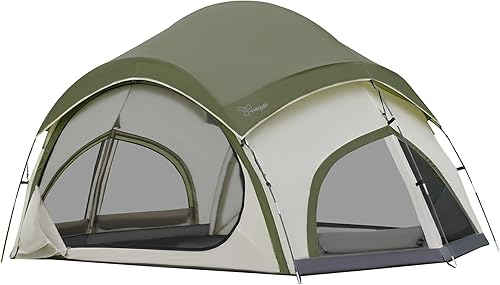 Vidalido Tienda de campaña para 3 a 4 personas con 2 puertas, 2 grandes ventanas de malla familiar, tienda de campaña de glamping portátil