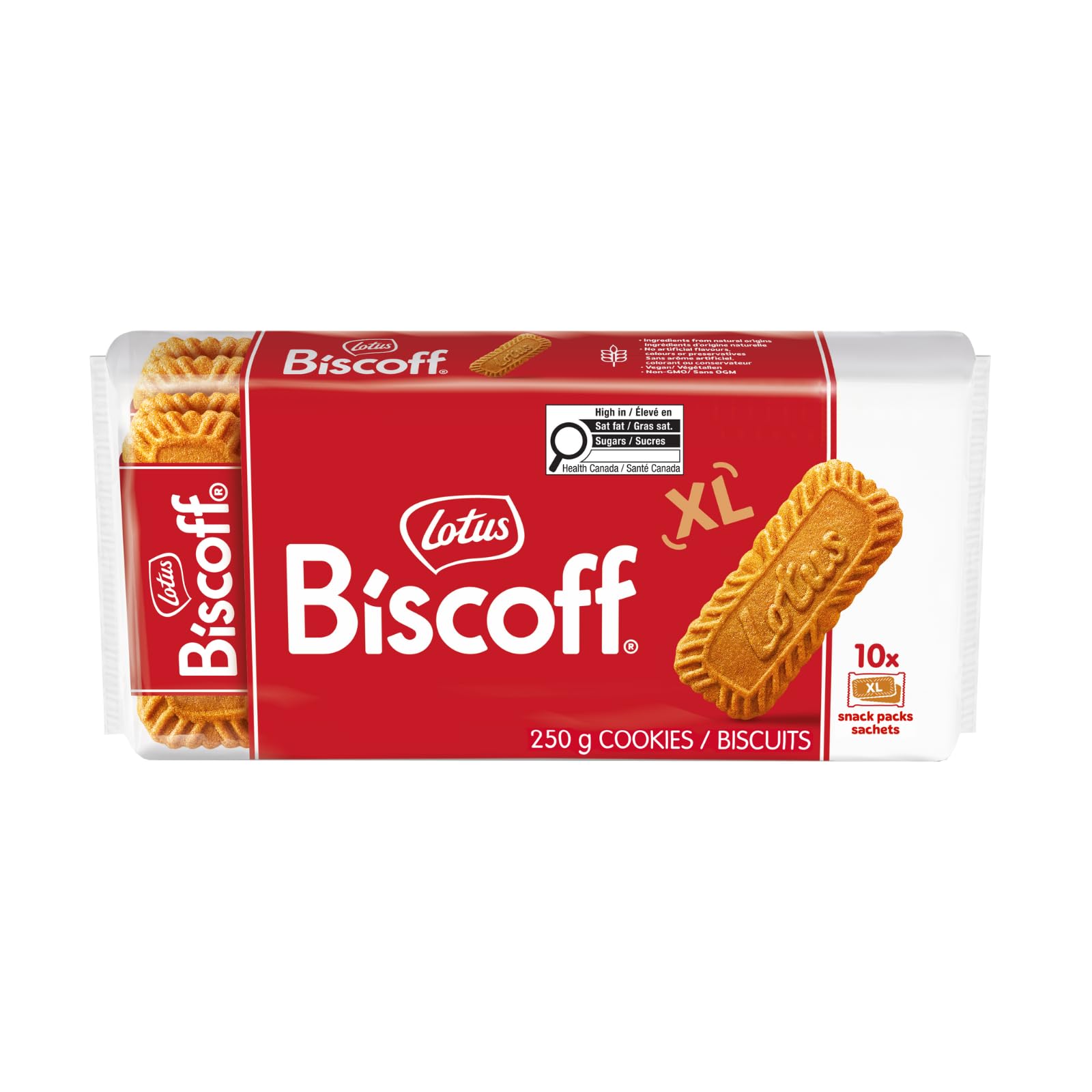 Lotus Biscoff Caramelized XL Cookies 20 Individually Wrapped Cookies per 2 (10x2) – Ingredients from Natural Origin Vegan No Colours or Added Flavours 250g