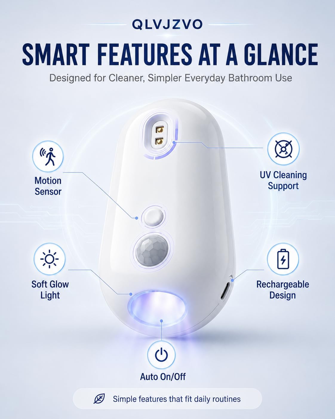 Self Cleaning UV Toilet Sanitizer Light, 6 Colors Night Light, Smart Easy Tool-Free Installation, Hands-Free Cleaning Support, Motion-Activated, Rechargeable, For Restroom, Cabinet(1pc)