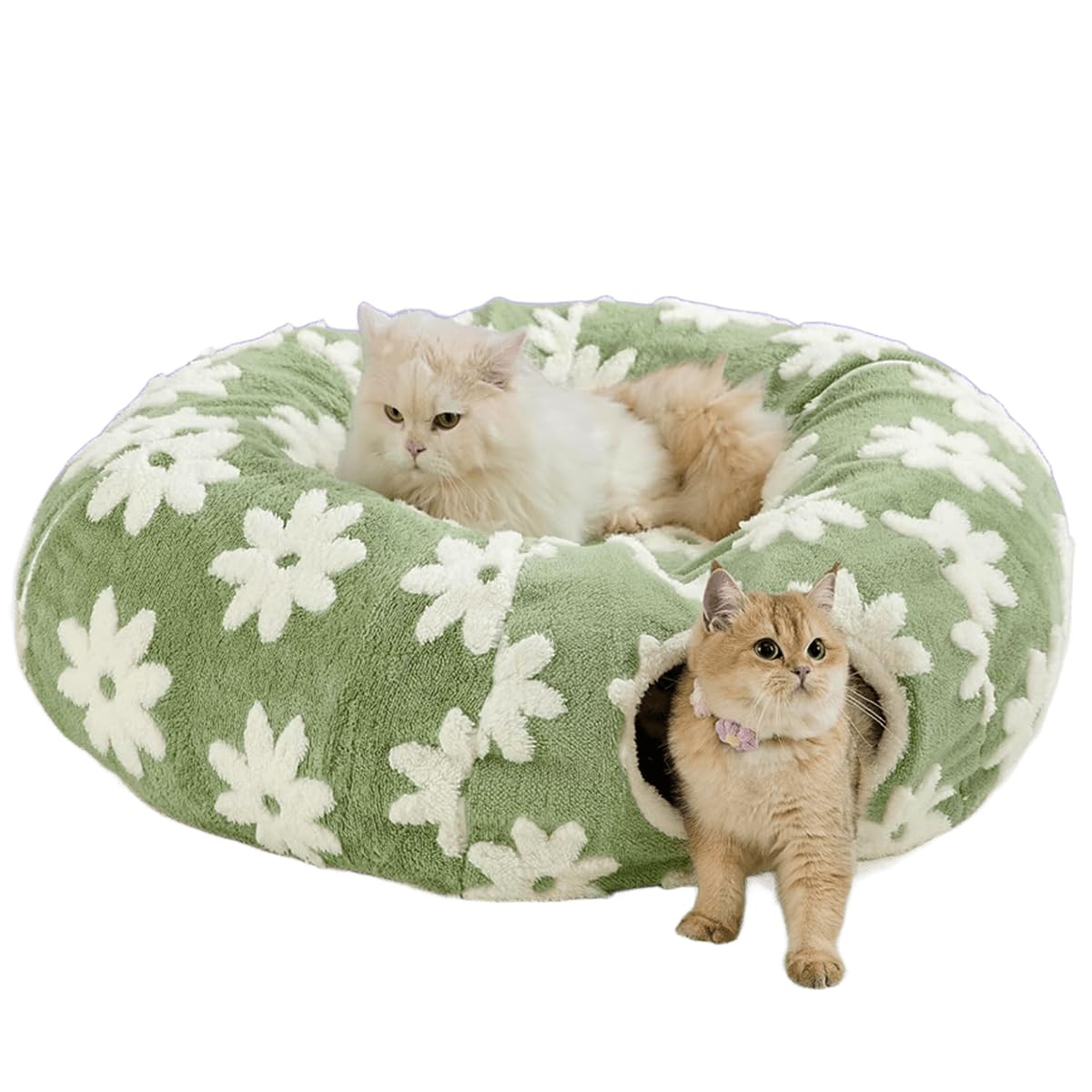 ERNAN Tunnel Pliable pour Chat - Tunnel de Jeu et Tunnel d'éveil pour Chatons, Chiots, Lapins, Petits Chiens (Green)