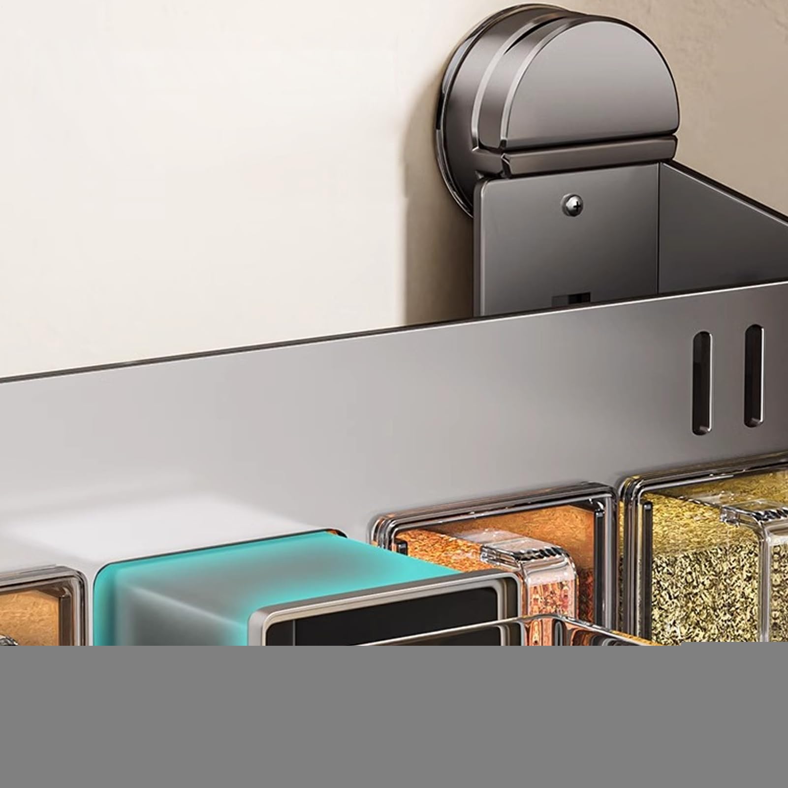 Küchen Gewürz Organizer Mit Saugnäpfen | Wandhalterung für Gläser Flaschen Küchen Gewürze ohne Bohren für Vorratstheke Arbeitsplatte