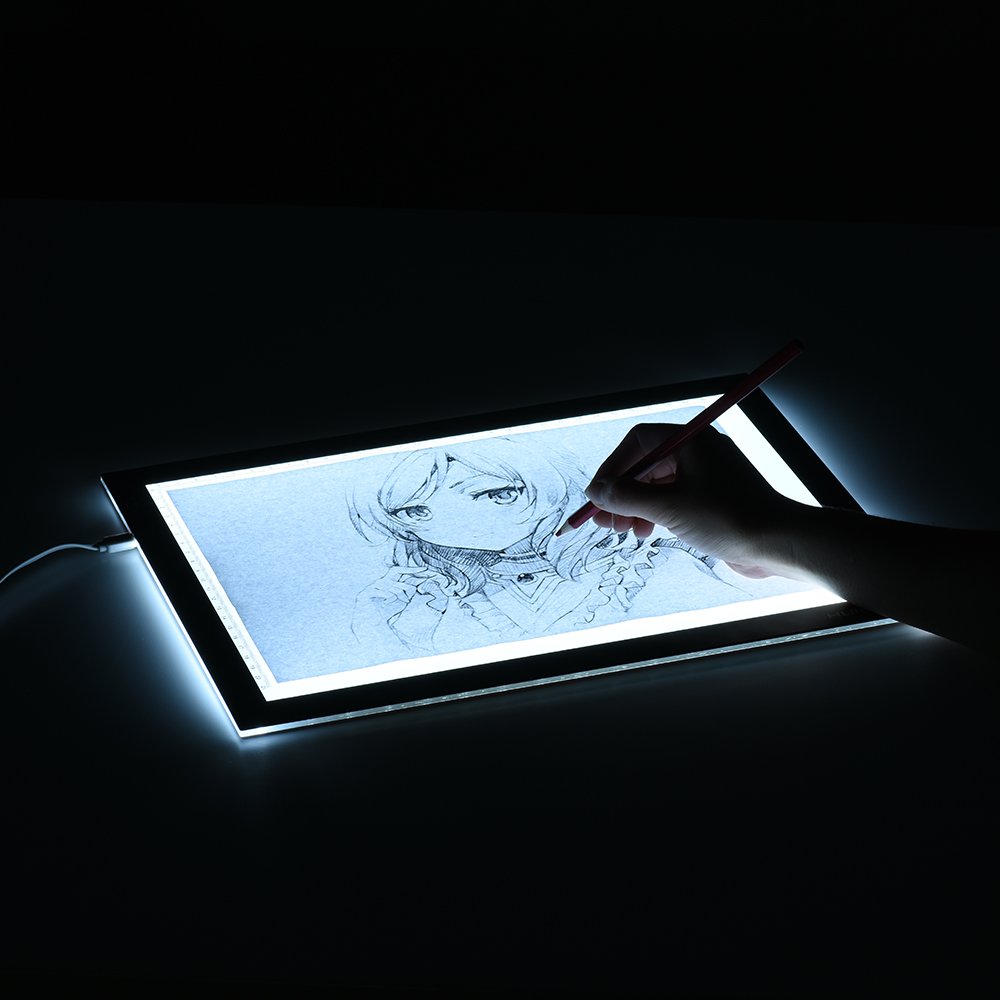 GoolRC L4S Protable Ultra-thin LED Light Pad Acrylic Panel LED Drawing Light Pad Powered by USB with Adjustable Brightness