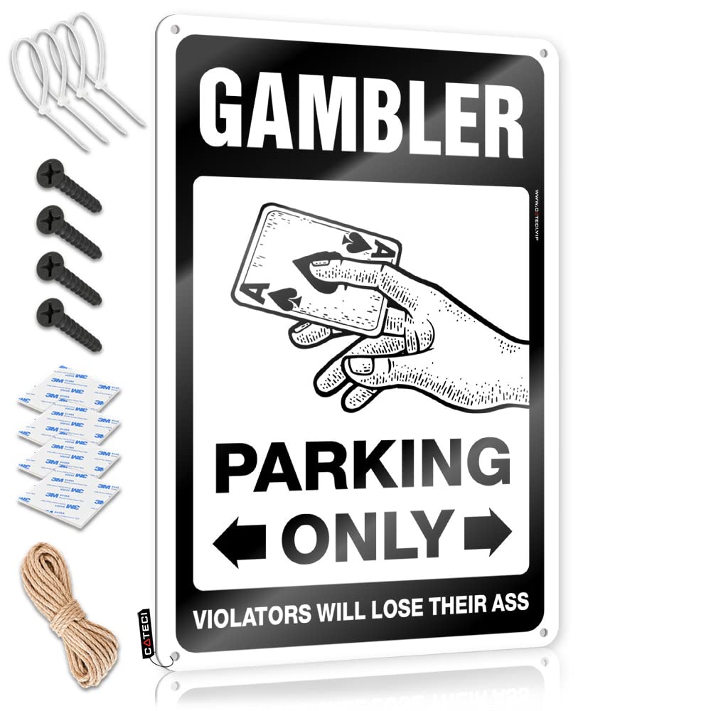 Krazmurongd One Color Metal Signs For Garage Man Cave Gambler Parking Only Tin Sign Bar Man Cave Decor Tin Metal Bar Signs