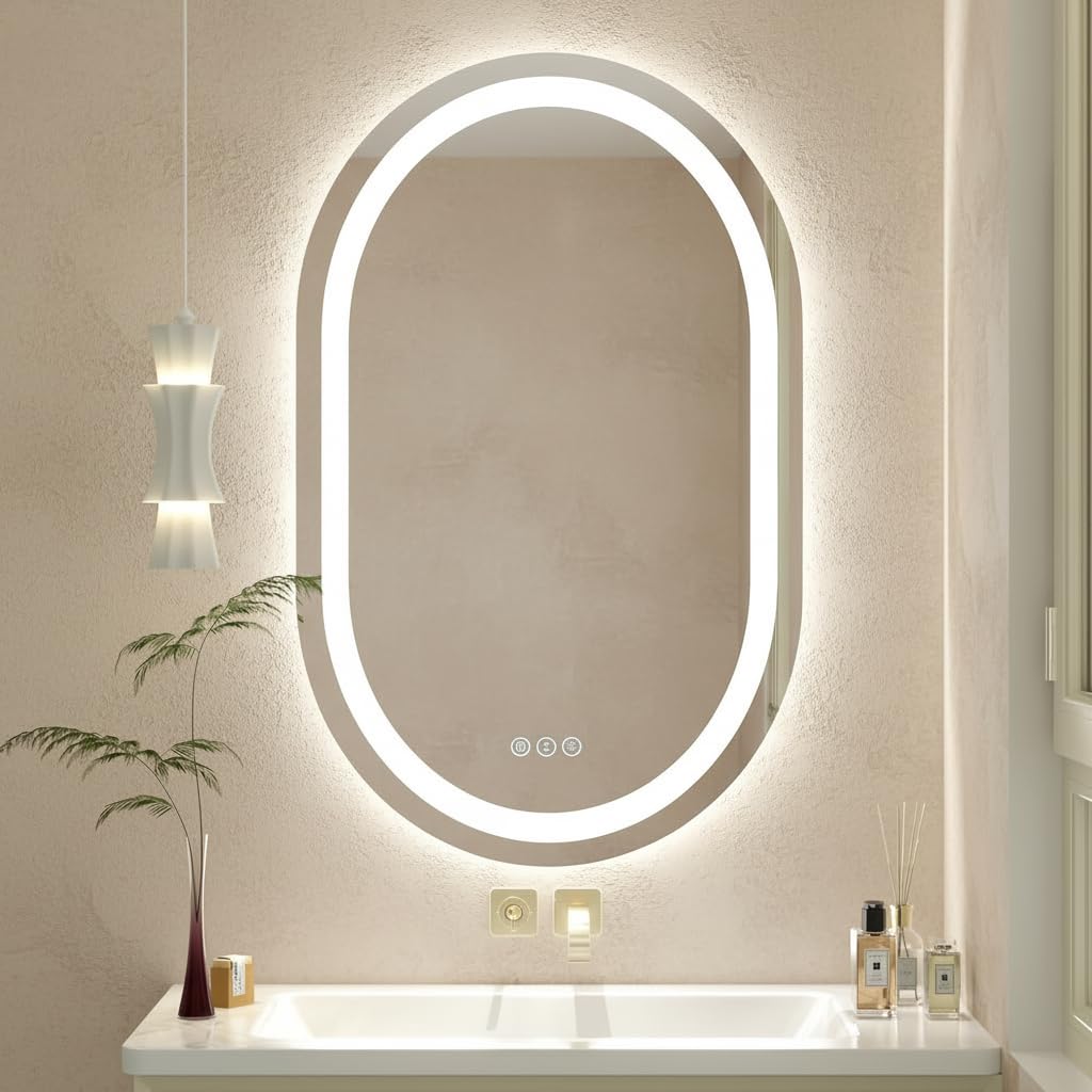 Oval LED Mirror with Touch Sensor & 3 Light Modes -4