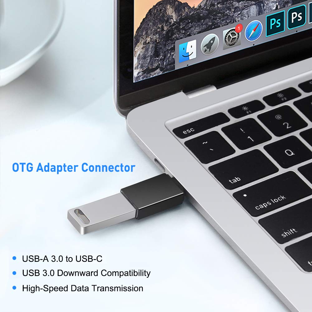 BORLTER CLAMP USB C To USB Adapter 2-Pack - USB 3.0 Male To Type C Female Converter For MacBook & Laptops