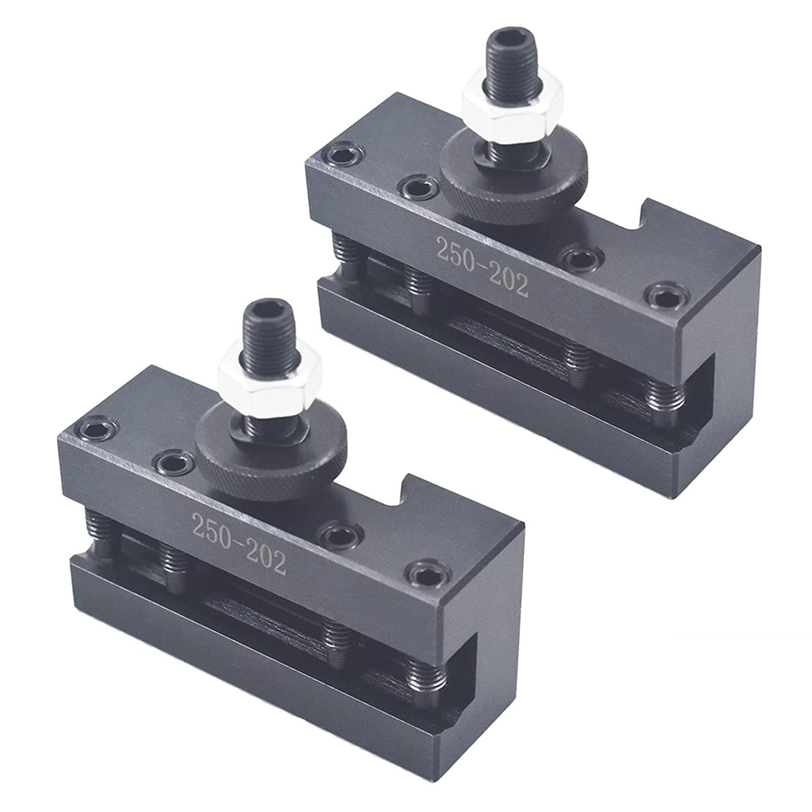 Portaherramientas de Torno 250-202, Cambio Rápido de Alta Precisión Portaherramientas CNC Accesorios de Torneado Acero Carbono para Torno Swing 10-15 Pulgadas, 2 Paquetes