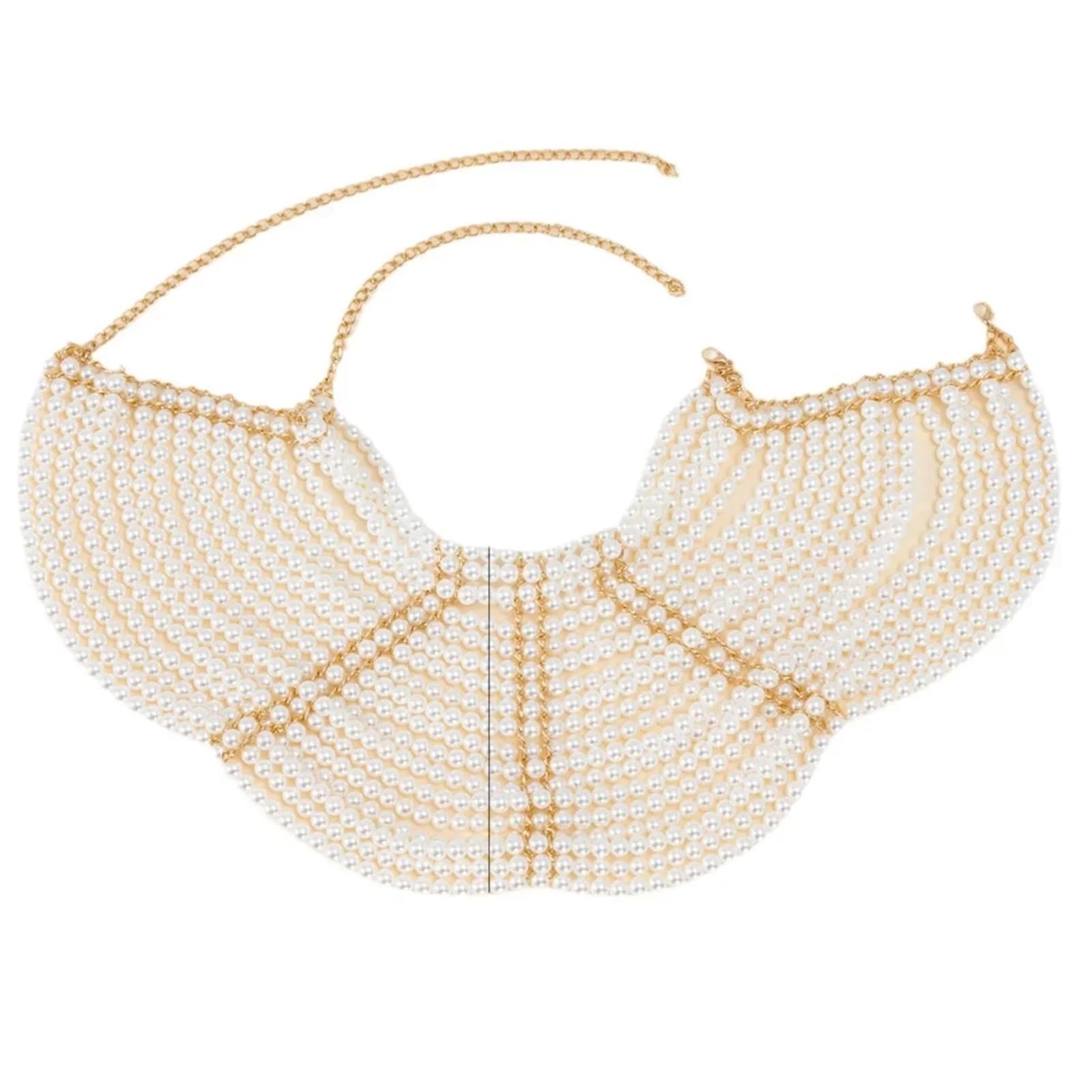 Chaîne d'épaule Chaîne de corps rétro en perles creuses, fait à la main, châle, accessoire de robe, bijoux tendance, style élégant