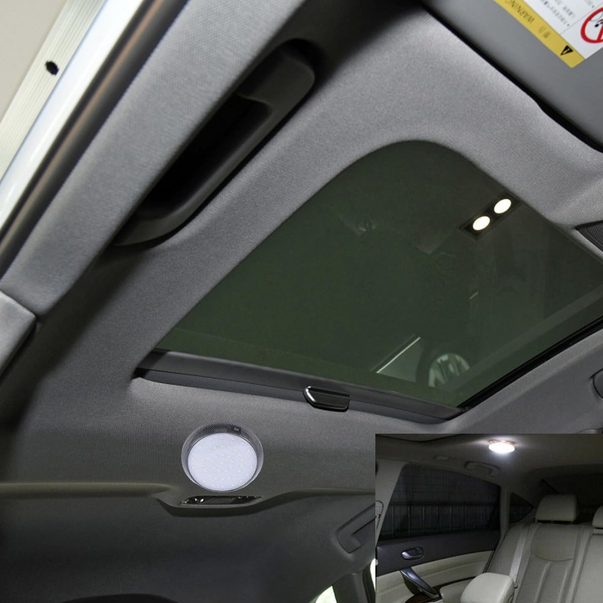 SHINEOFI Phares LED pour Voiture Intérieur, Plafonnier Rond en Plastique 2pcs Pulvérisation pour Améliorer le Plaisir de Conduite