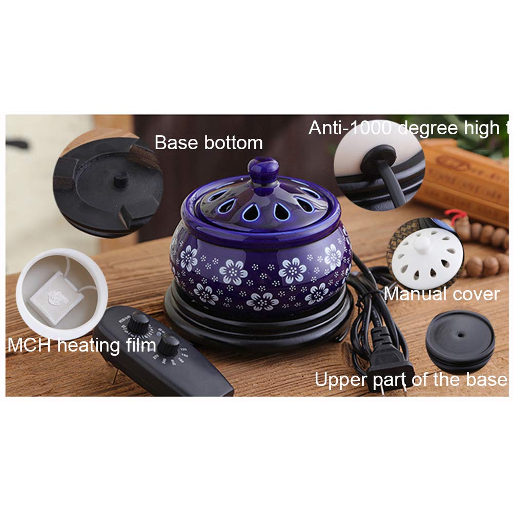 Bruciatore Incenso Elettrico In Ceramica, Timer 1-5 Ore, Temperatura 50-320°C, Per Aromaterapia E Resine, Nero Opaco