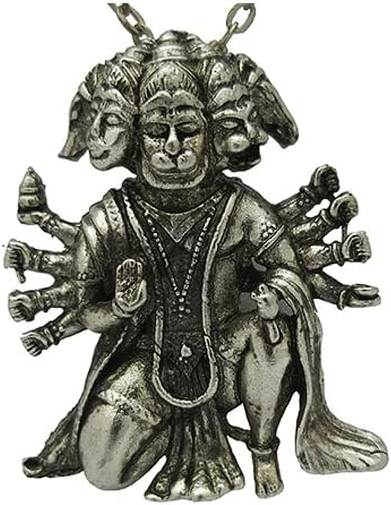 Silver Color Panchmukhi Hanuman Locket Pendant Necklace