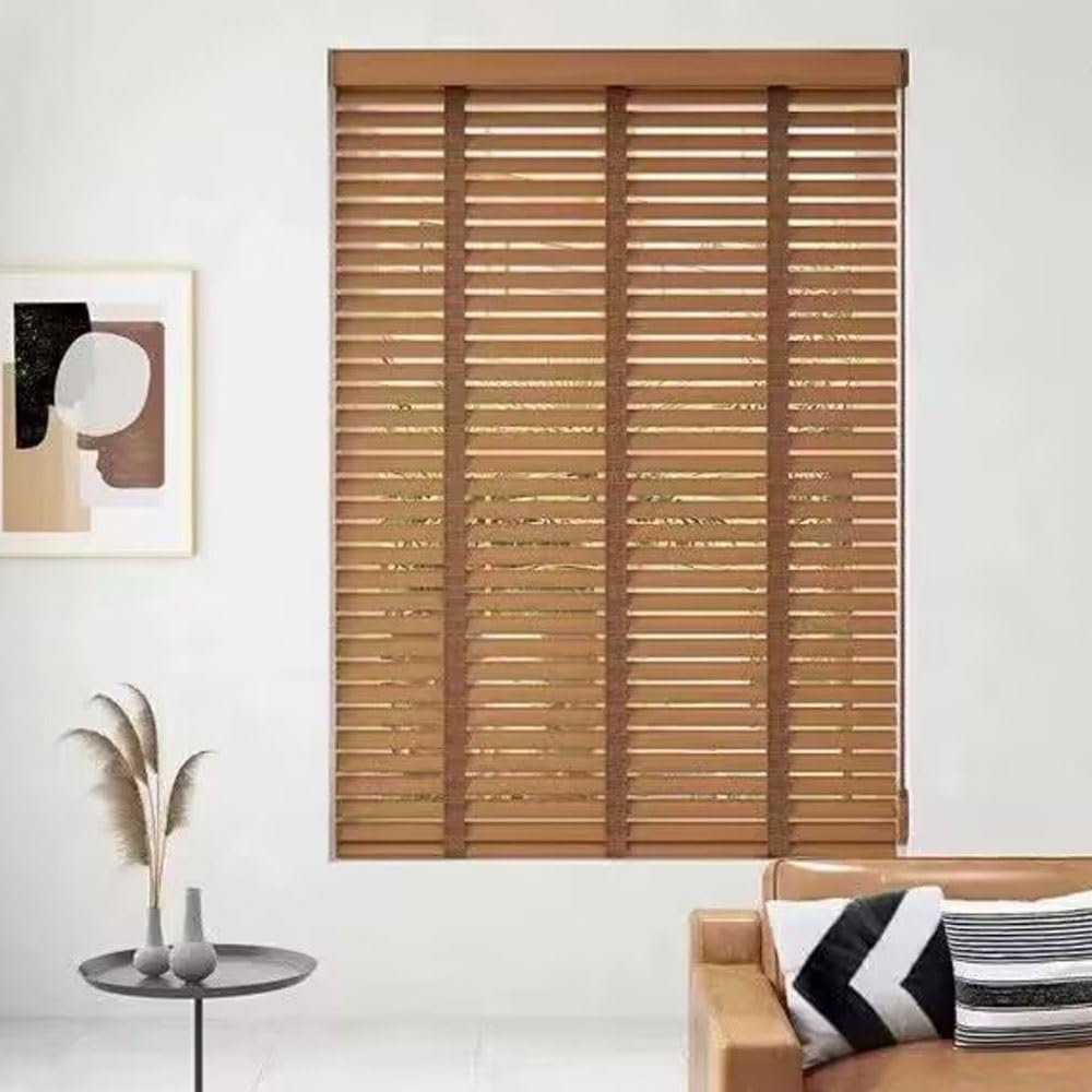 50 mm Holzjalousien, horizontale Fensterblenden für Privatsphäre im Innen- und Außenbereich, verstellbare Lichtsteuerung, erhältlich in 40–160 cm Breiten (110 x 100 cm)