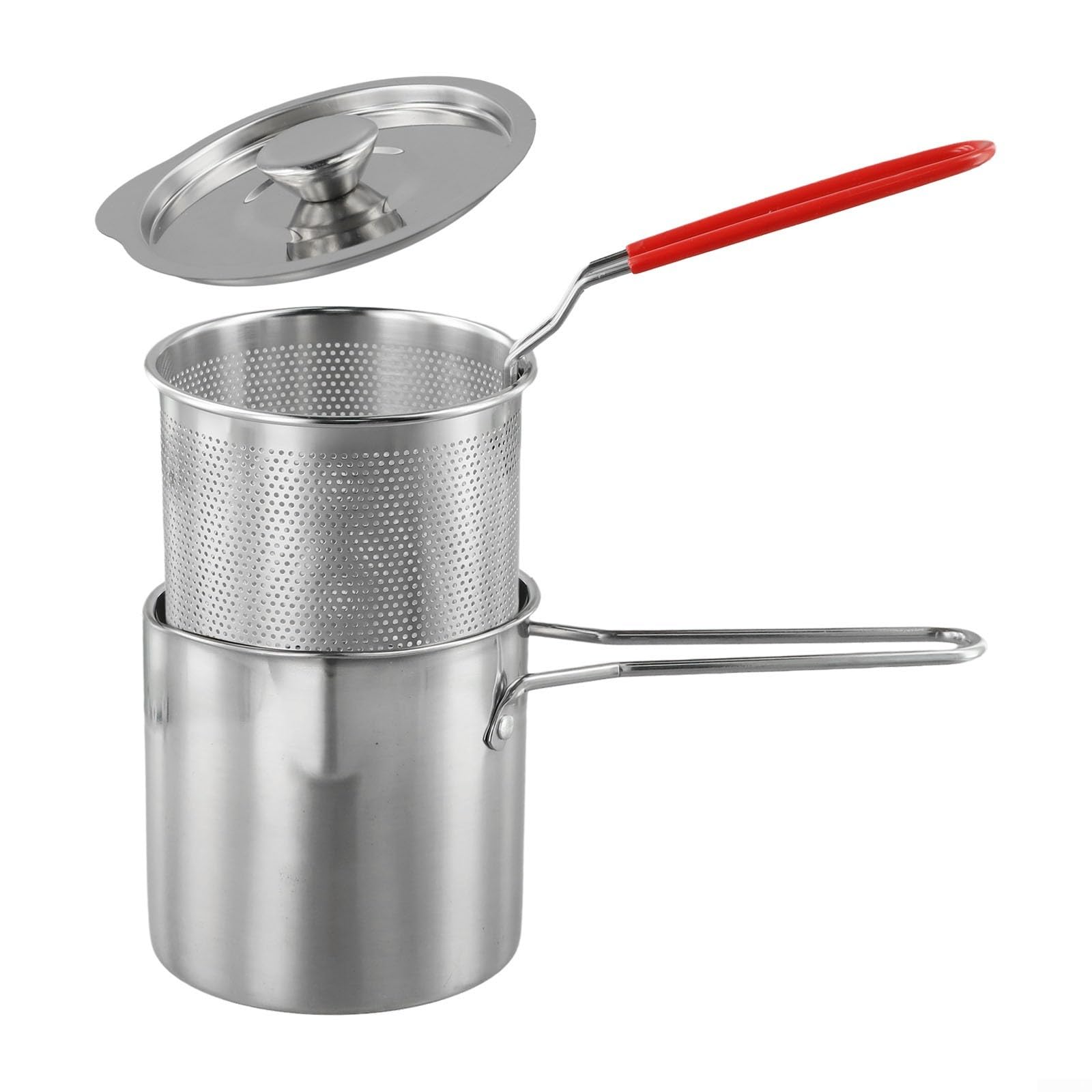 Olla para Freír de acero inoxidable con cesta mini sartén alta para verduras y carnes