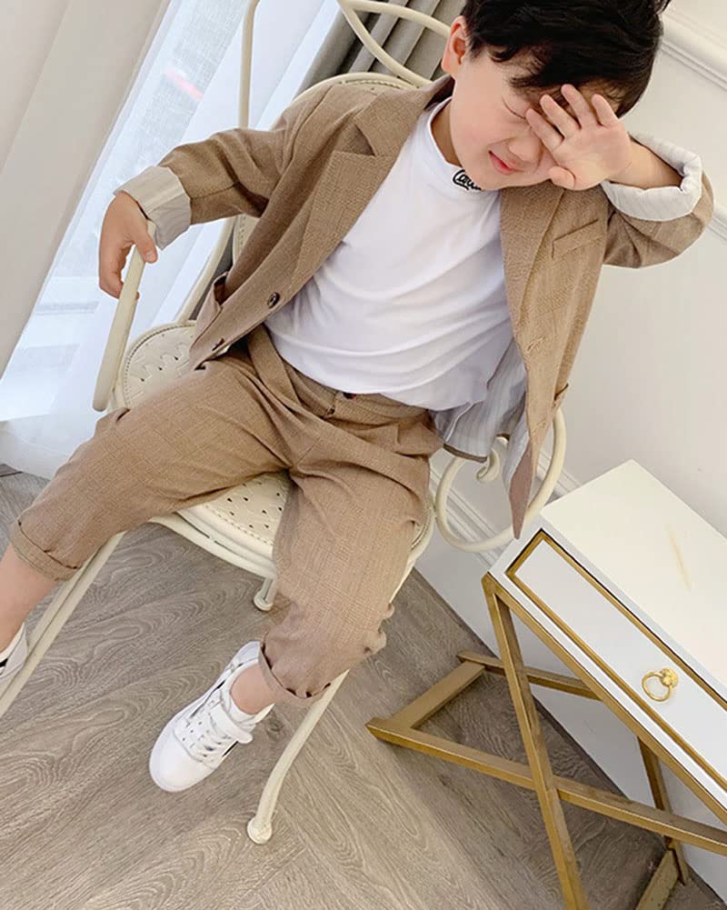 Kinder Jungen Zweiteilige Festlich Anzüge Casual Trendy Smoking Smart Langarm Blazer & Hose Outfit Slim Fit Taufkleidung Freizeitkleidung für Geburtstag Hochzeit Dinner Prom Party