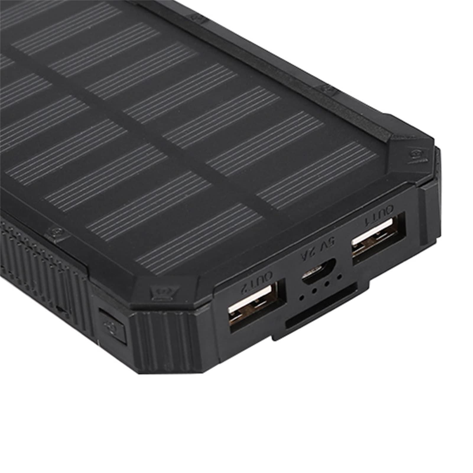 Chargeur Solaire Power Bank 20000 mAh, 5V 2,1A PD QC 3.0, Double Port USB, Lampe de Poche Intégrée, IPX7 Étanche, Noir