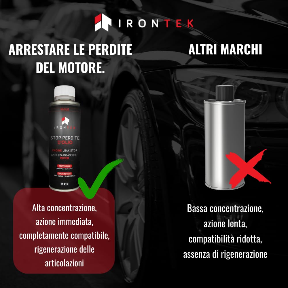 Antifuga Olio Motore - IRONTEK - 300ml | IT211 | Sigilla Perdite Olio | Ripristina Guarnizioni | Benzina Diesel GPL Ibrido