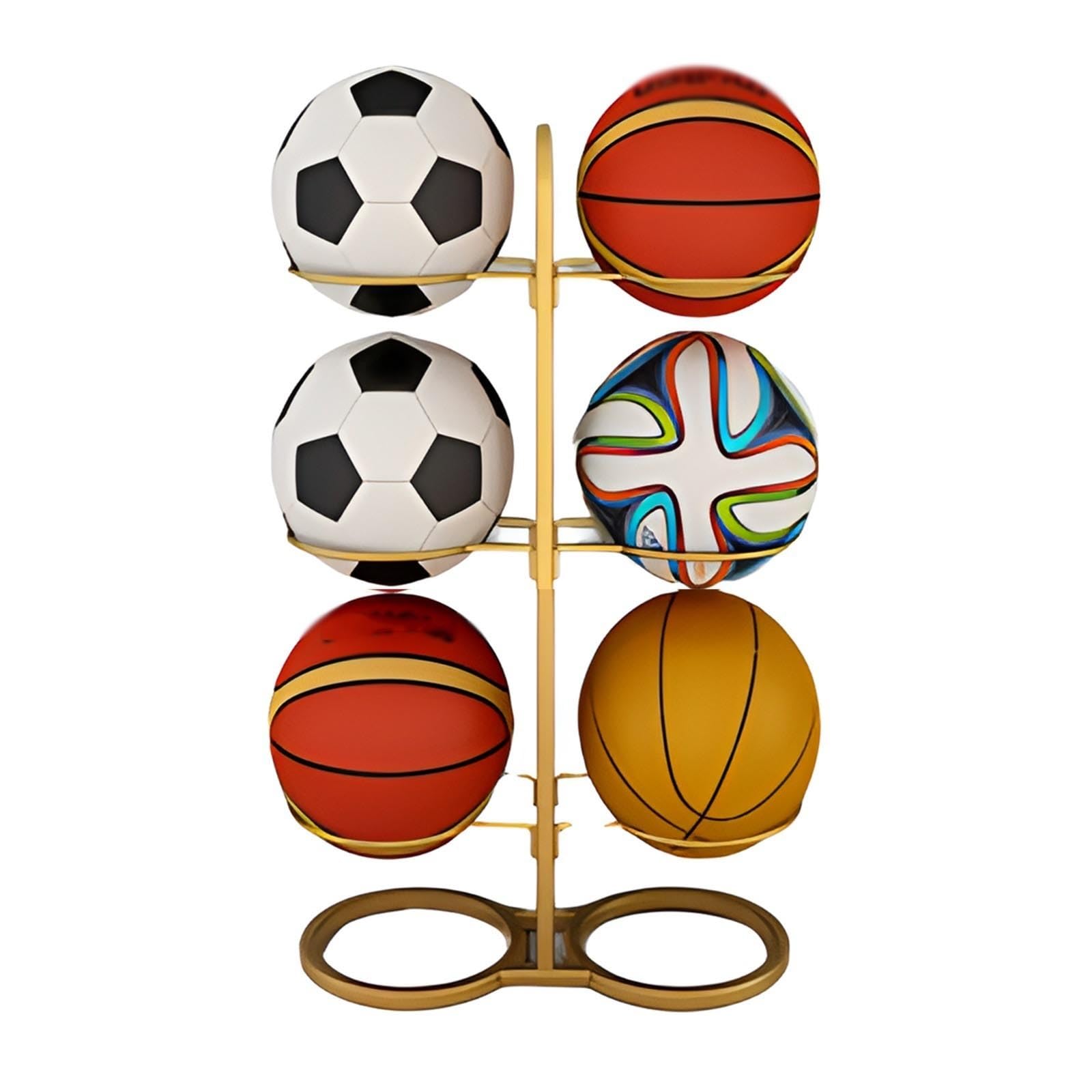 Doppelseitiger Sportball-Aufbewahrungsständer, strapazierfähig, 3 Etagen, vertikal, für Basketball, Fußball und mehr, ideal für Zuhause, Büro und Fitnessstudio, Schwarz