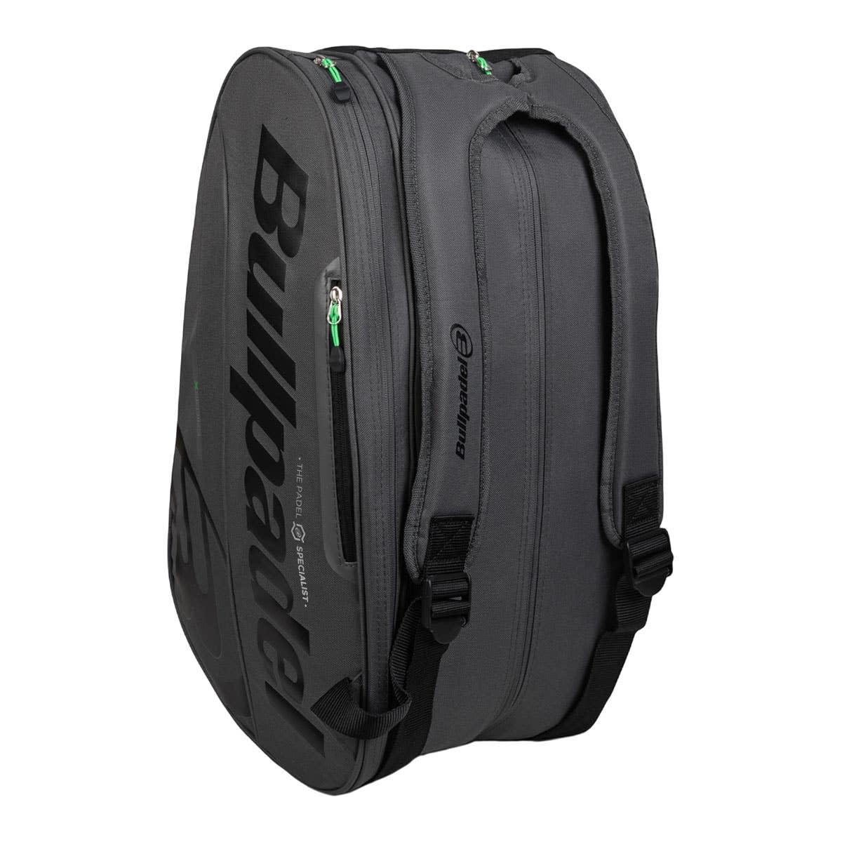 Bullpadel - Sac de raquette noir, avec poches pour raquettes, compartiment pour vêtements ou équipements et poches auxiliaires, rembourré et poignées pour le transport, grande capacité et
