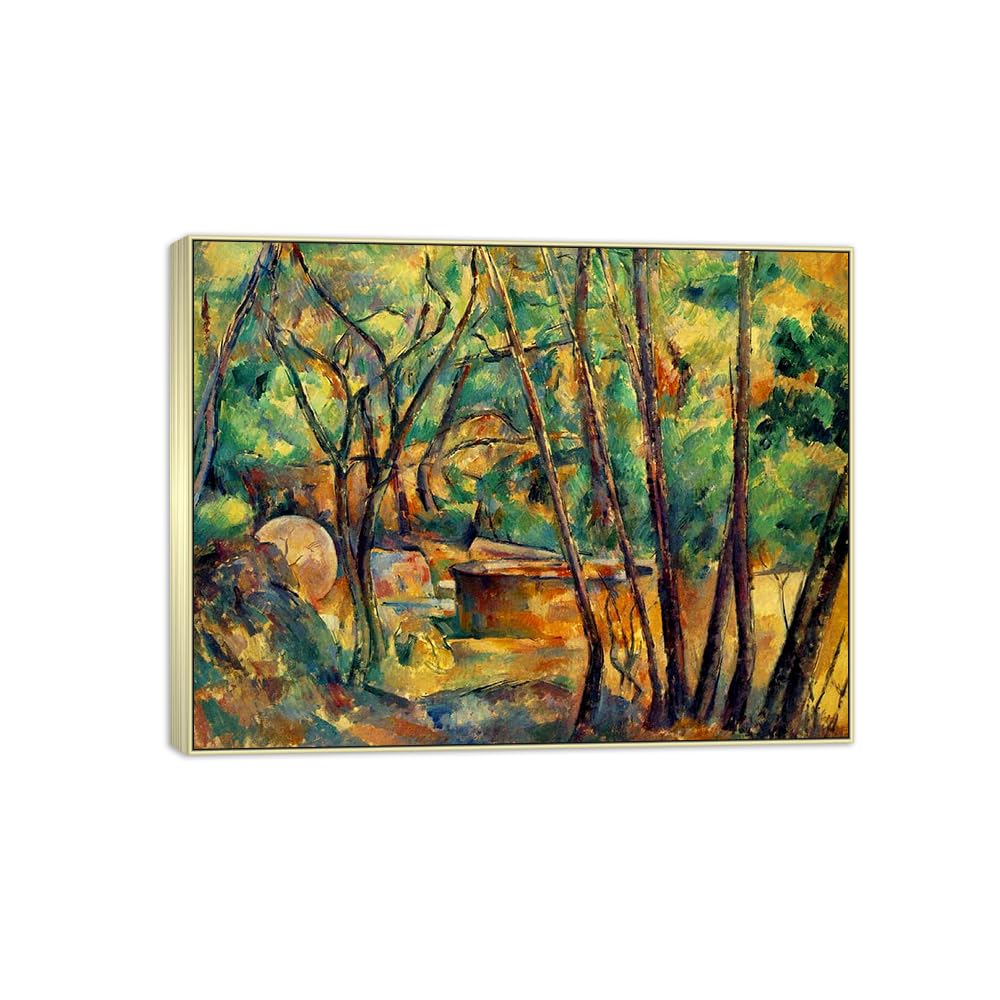 SDYSKKUG Canvas Wall Art Picture Decor Tree by Paul Cezanne 80x60cm Silver Frame
