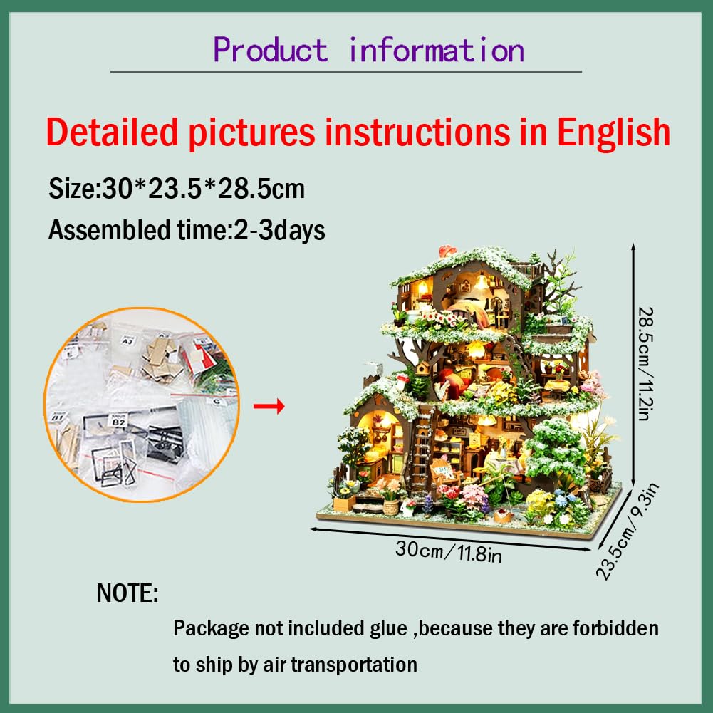 Miniaturowy domek dla lalek zestaw DIY czas las księgarnia miniaturowa architektura model dorosły zestaw rzemieślniczy śnieżny mini domek kreatywny dekoracyjny ornament