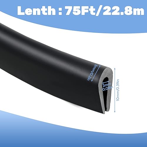 Miniatura 2 de Borde de goma para borde de canal en U, tira de sellado de borde de puerta, borde de goma, se adapta a bordes de hasta 0.08 pulgadas (0.079 in) en