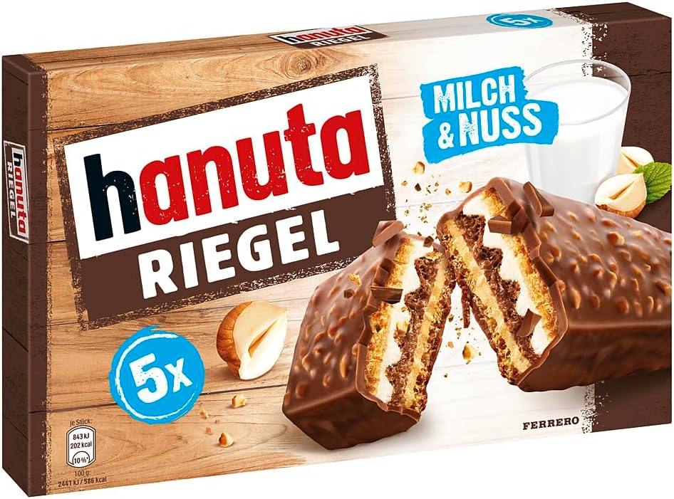 Ferrero Hanuta Riegel Bars 5 pieces 173g Crunchy Candy Wafers